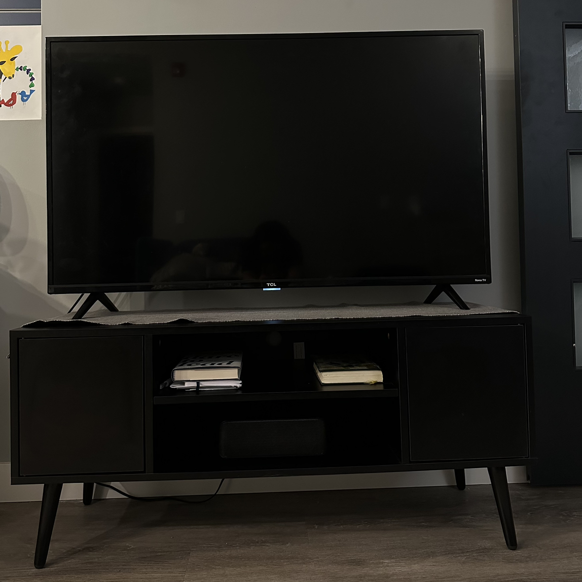 Black Modern TV Table with storage for Up to 55 Inches