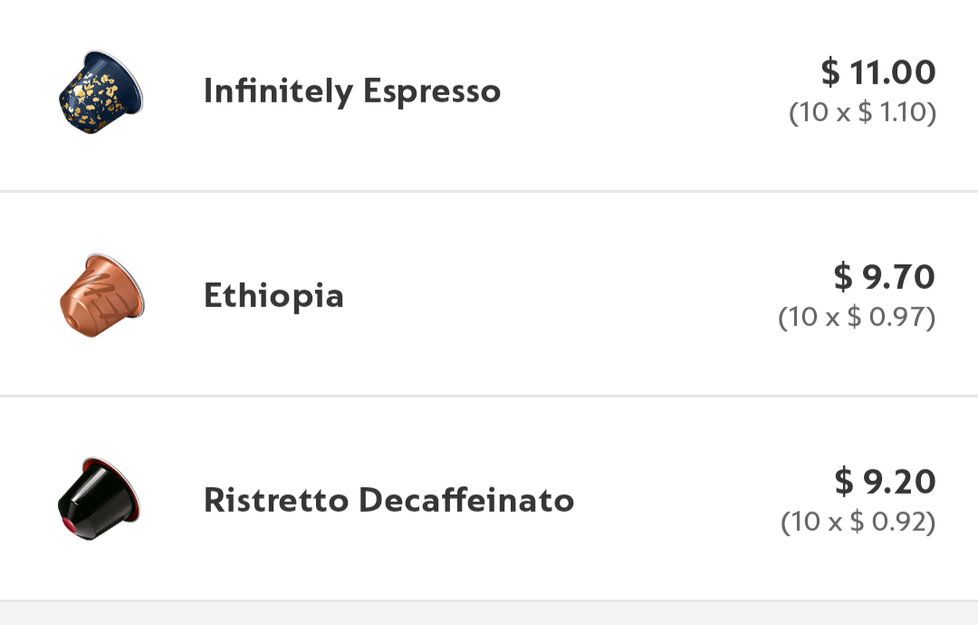 Nespresso coffee capsules -original