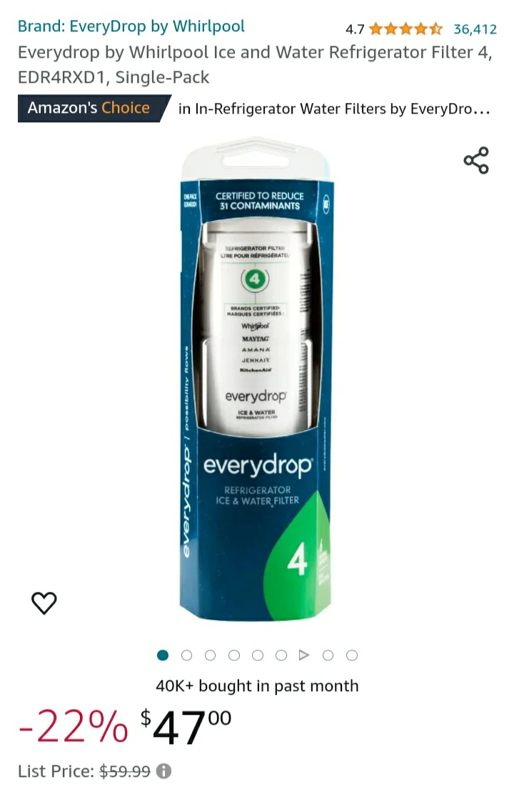 NEW Everydrop by Whirlpool Water Filter + free Candle image indicator(7)