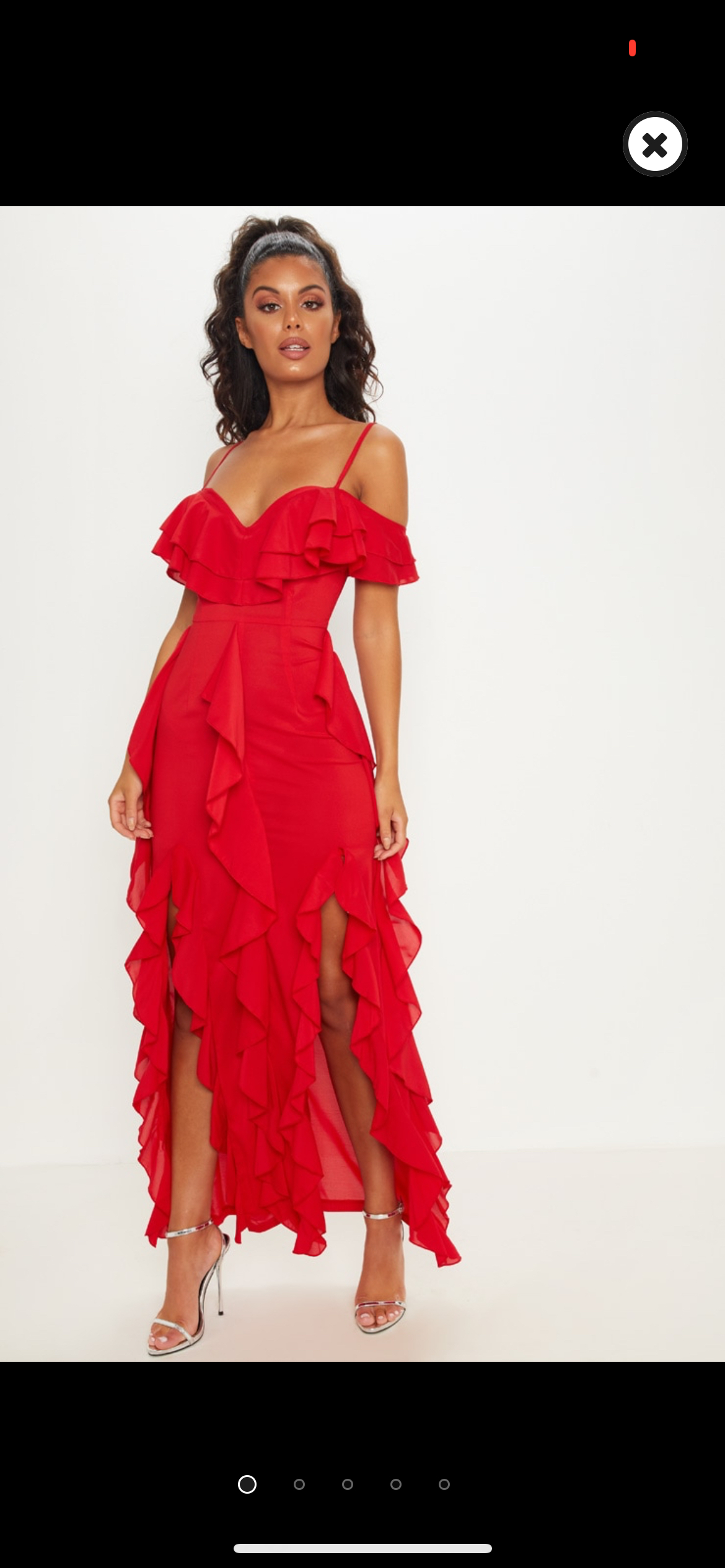 Brand New - Red Cold Shoulder Ruffle Maxi Dress thumbnail