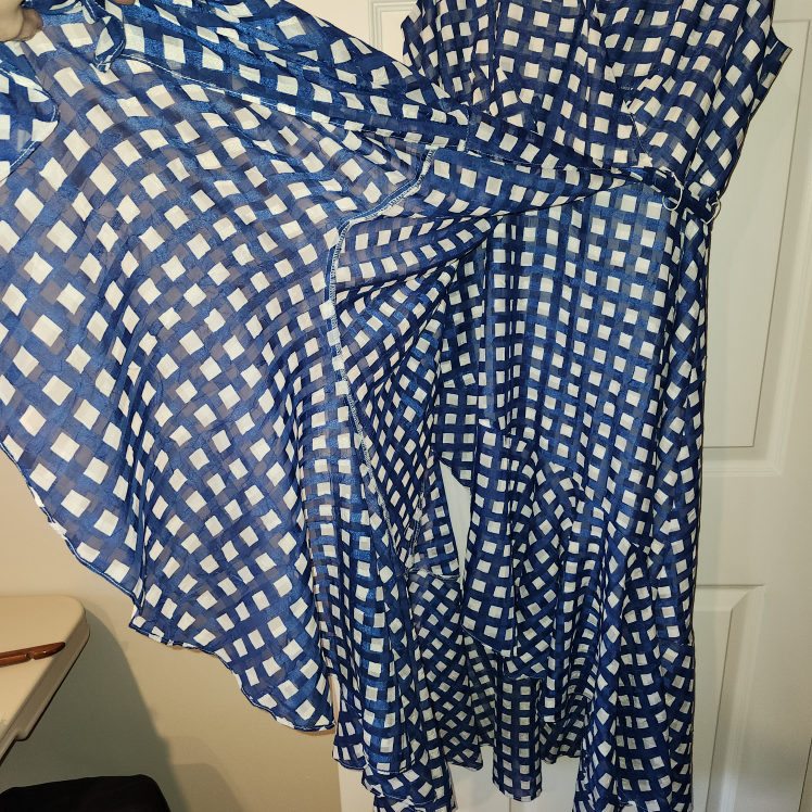 ELIZA J Sleeveless High-Low GINGHAM DRESS with Ruffle Hem. image indicator(5)