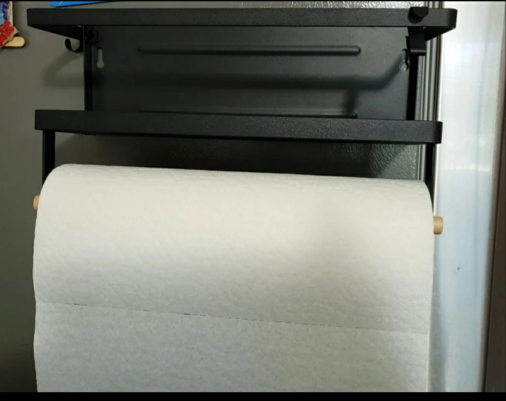 magnetic refrigerator shelf with paper towels holder image indicator(7)