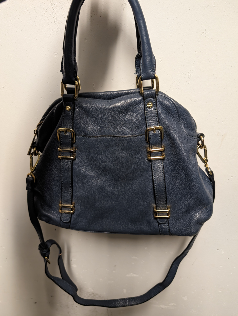 Navy blue Danier leather bag thumbnail