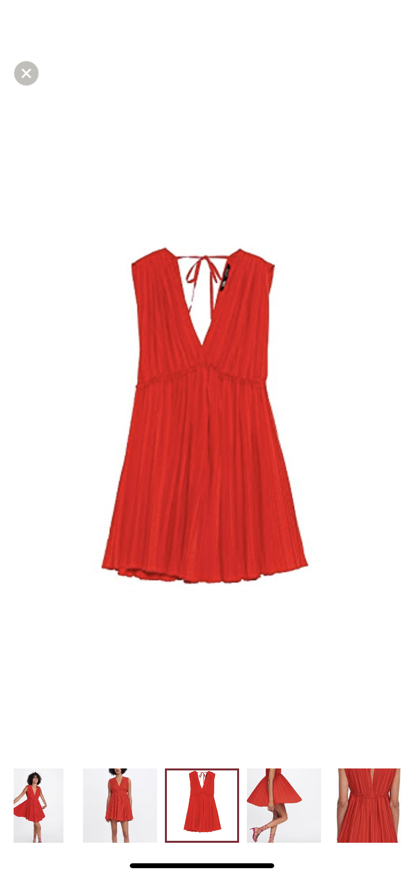 NWOT ZARA Pleated Red Poplin Dress - Size Medium image indicator(4)