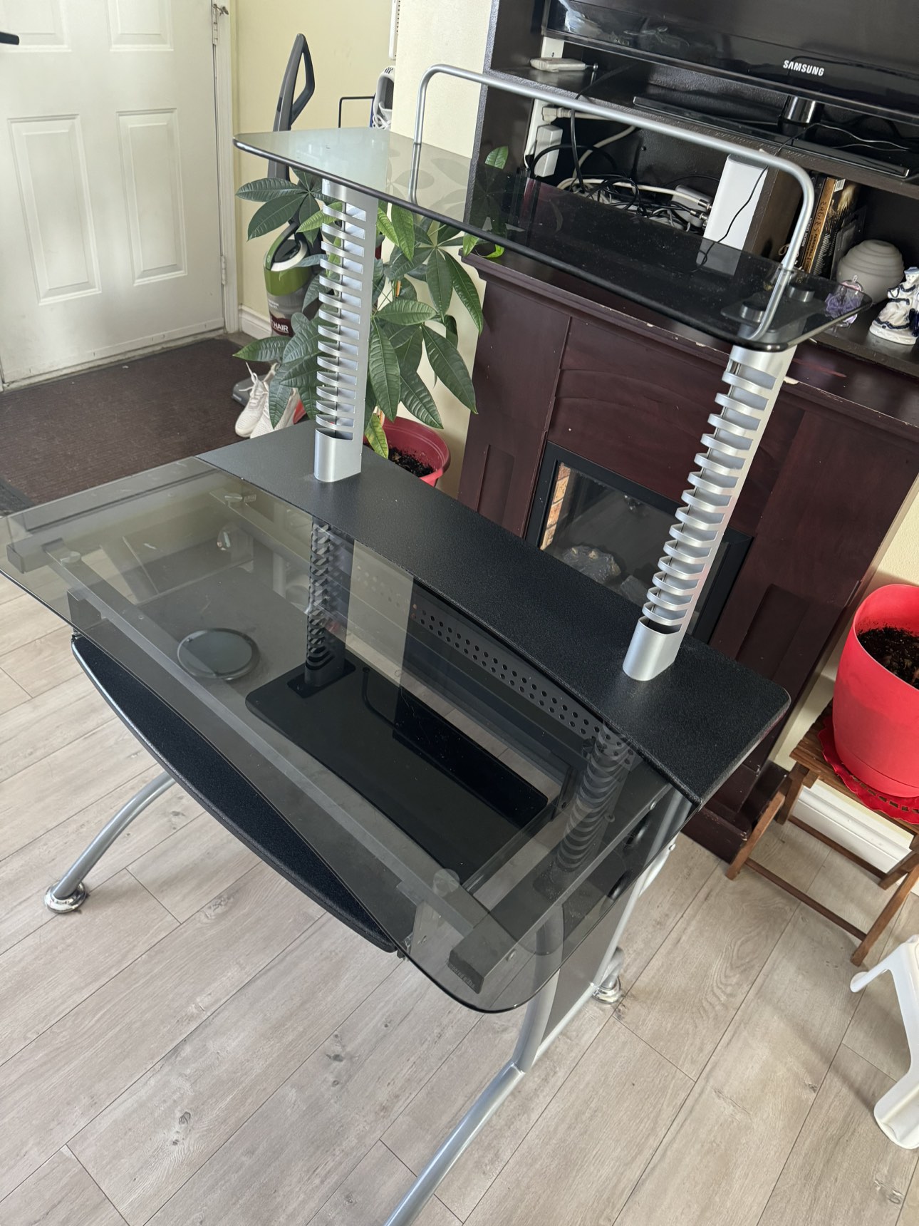 Computer glass desk