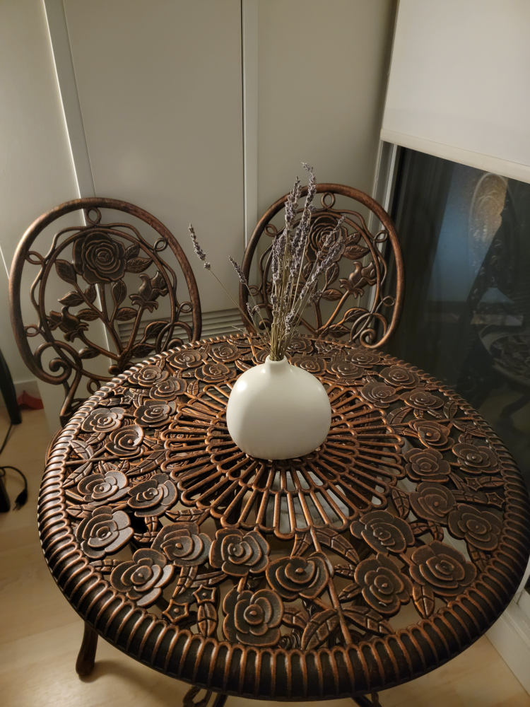 3 Piece Rose Cast-Aluminum Outdoor Patio Bistro Set - photo 3