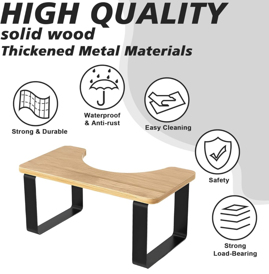 Metal with Wood Squatting Toilet Stool - photo 3