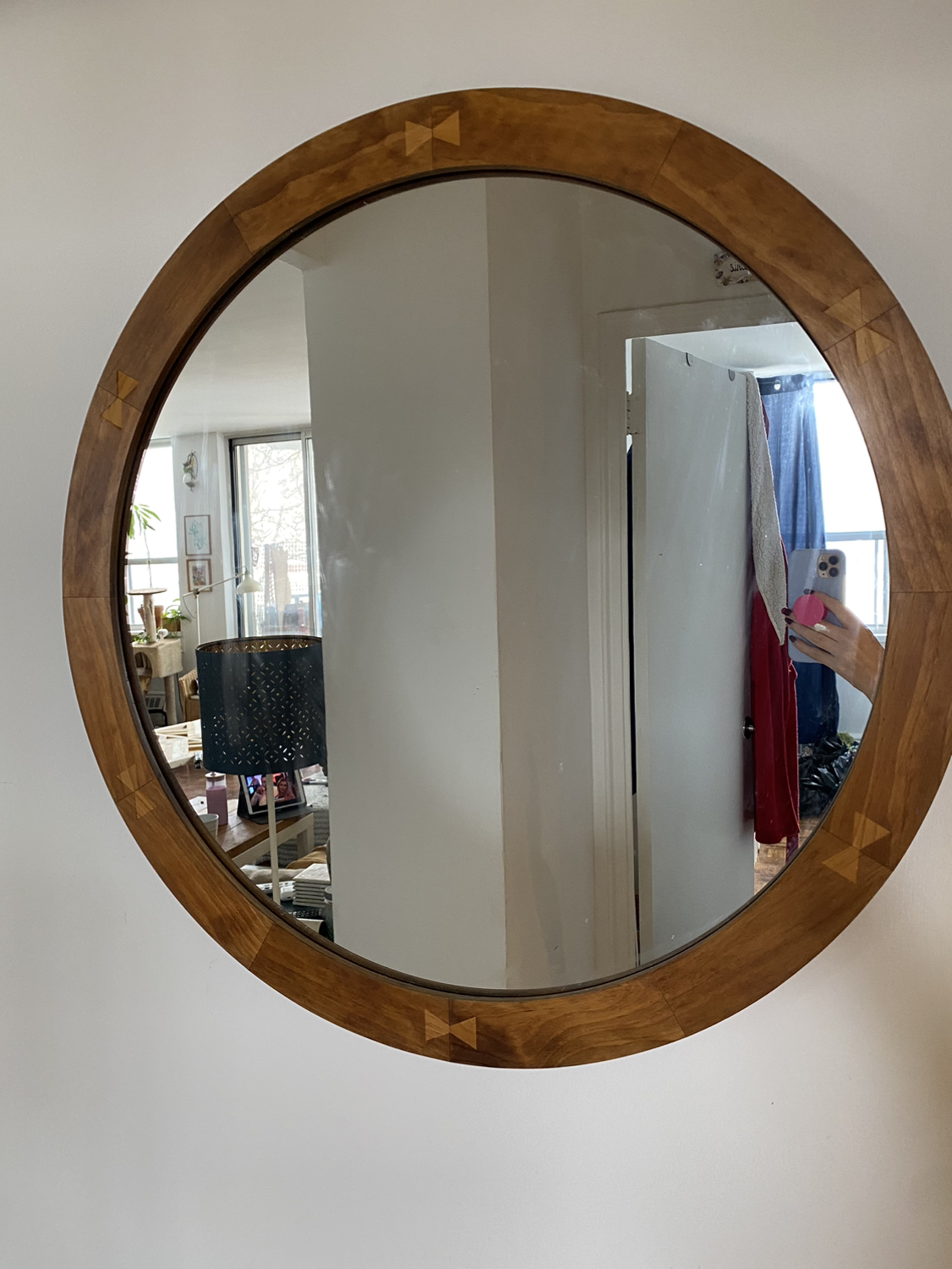 Round mirror - 27 inches wooden frame