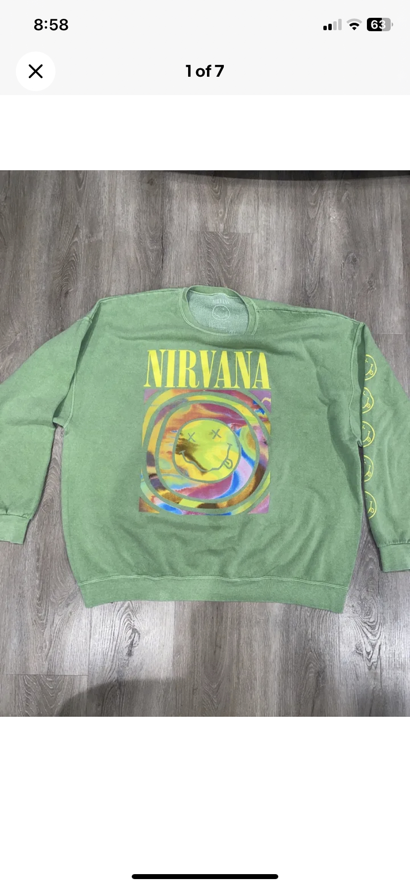Urban Outfitters Nirvana Smile Oversized Crewneck Sz L/XL thumbnail