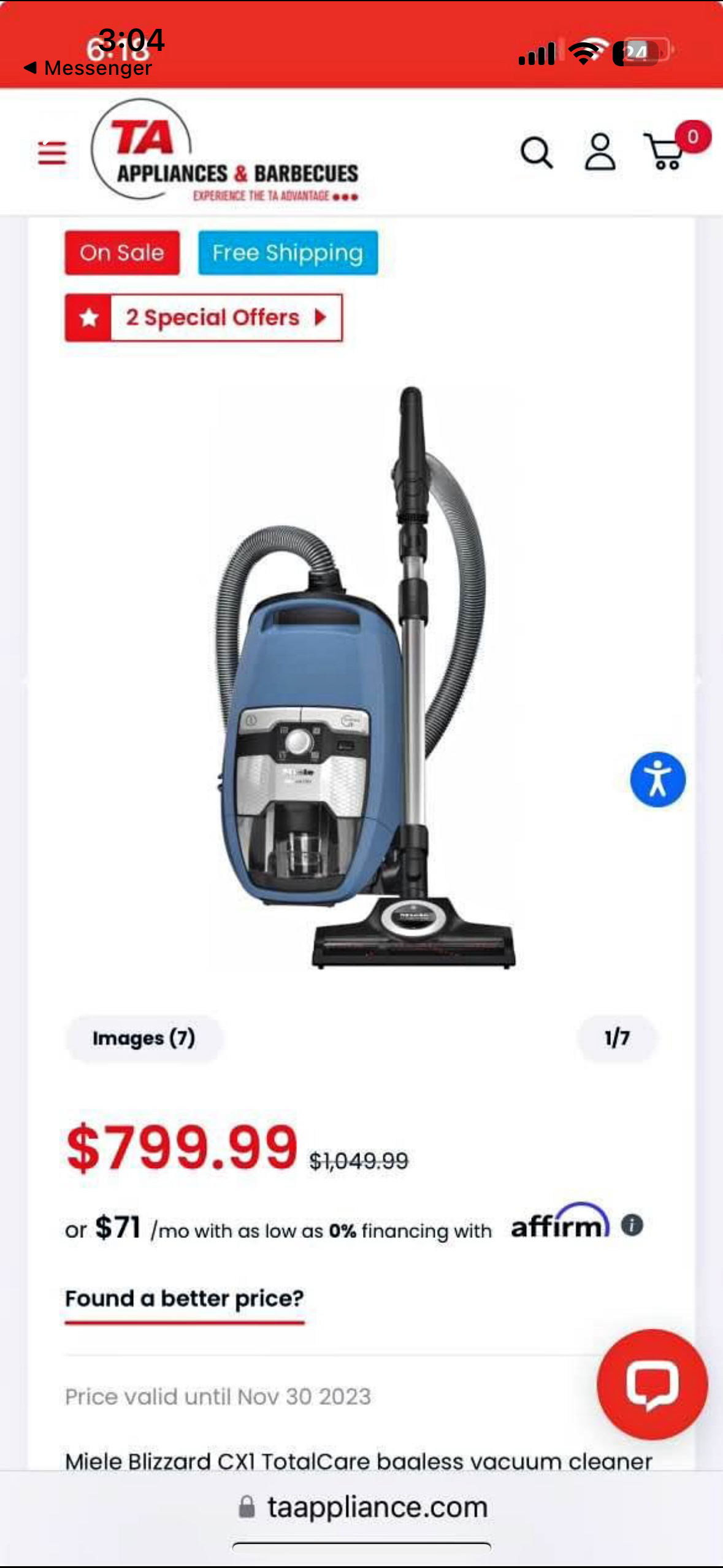 Brand new Miele bagless vacuum cleaner thumbnail