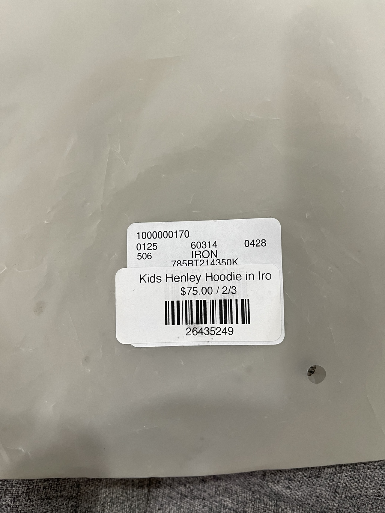 Essentials Fear of God Henley Hoodie - Kids image indicator(2)