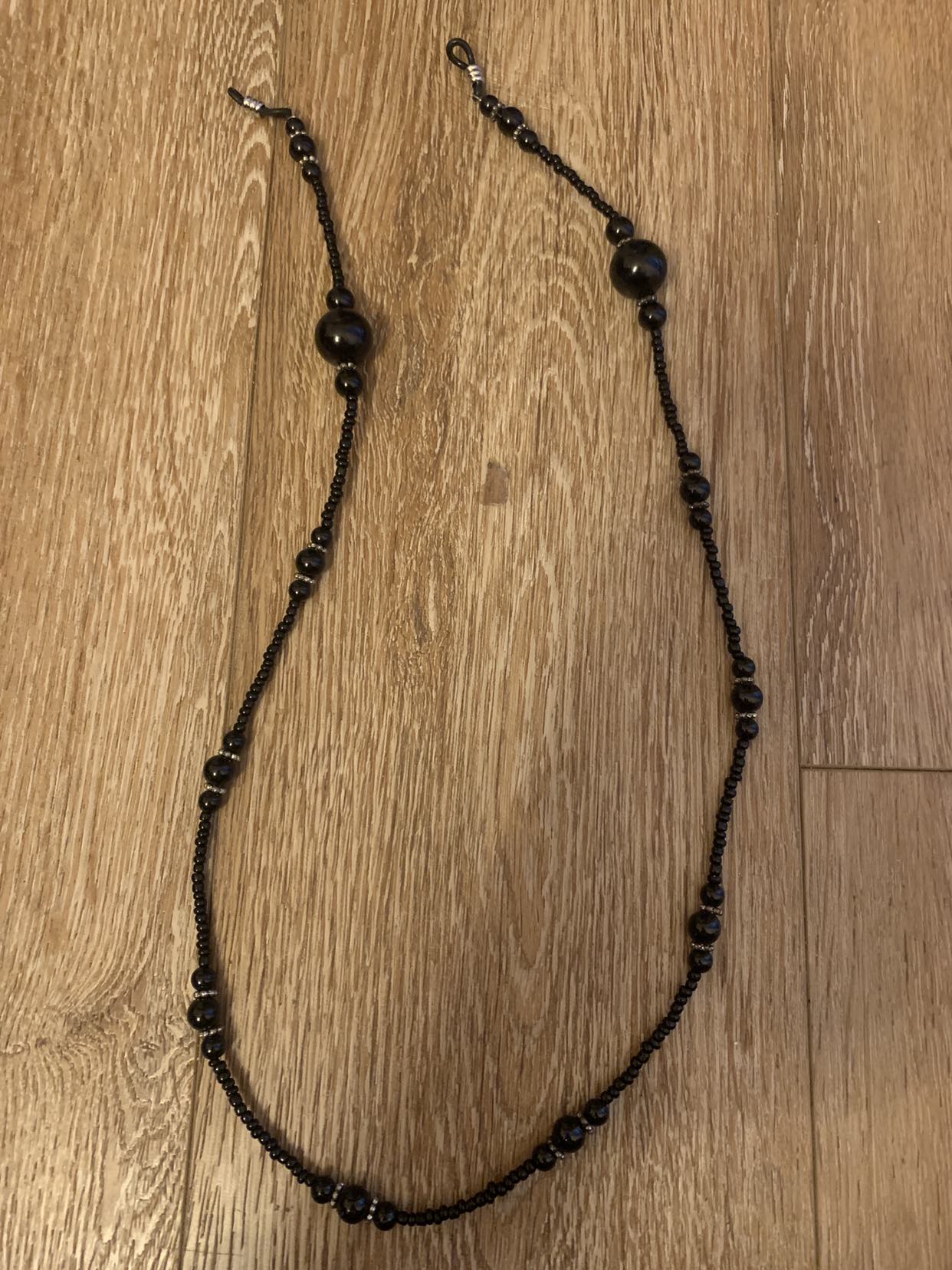 Black beaded eyeglass chain