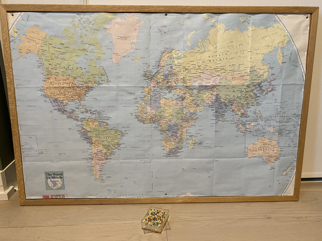 24x36 Cork Board with Map and Oak Frame