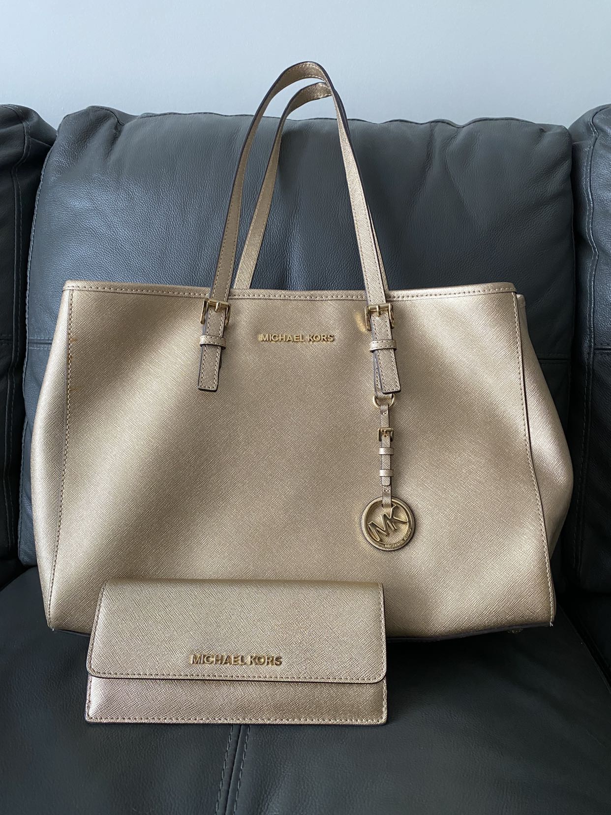 Michael Kors Gold Metallic Leather Bag
