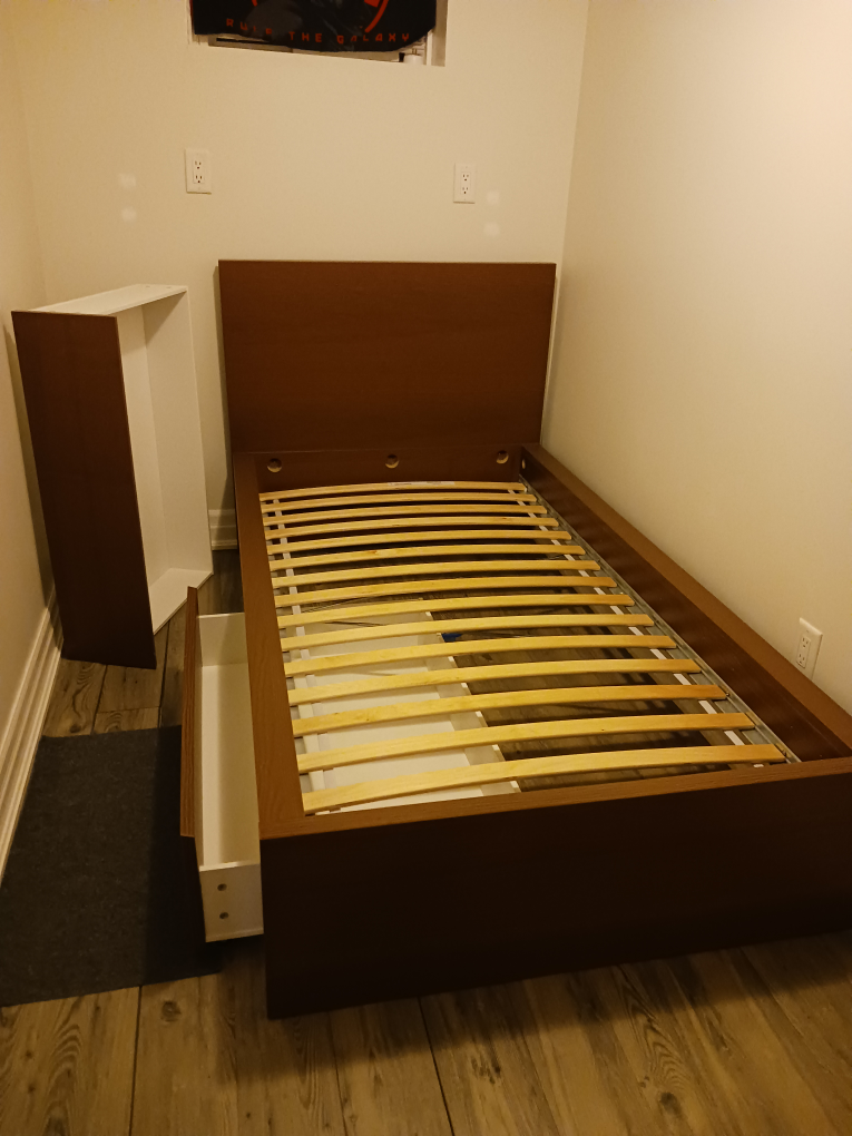 malm twin bed with 2 drawers