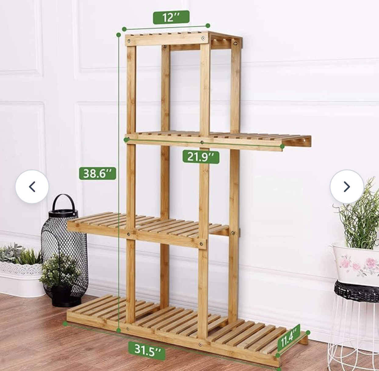 amzdeal Bamboo Plant Stand, 4-Tier Plant Display Shelf image indicator(4)