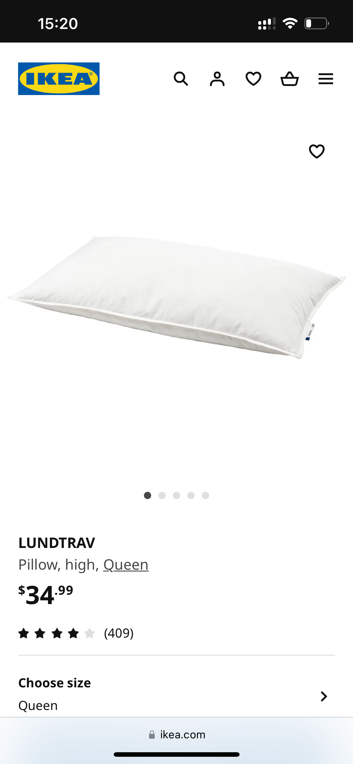 IKEA LUNDTRAV Queen Pillow high image indicator(2)