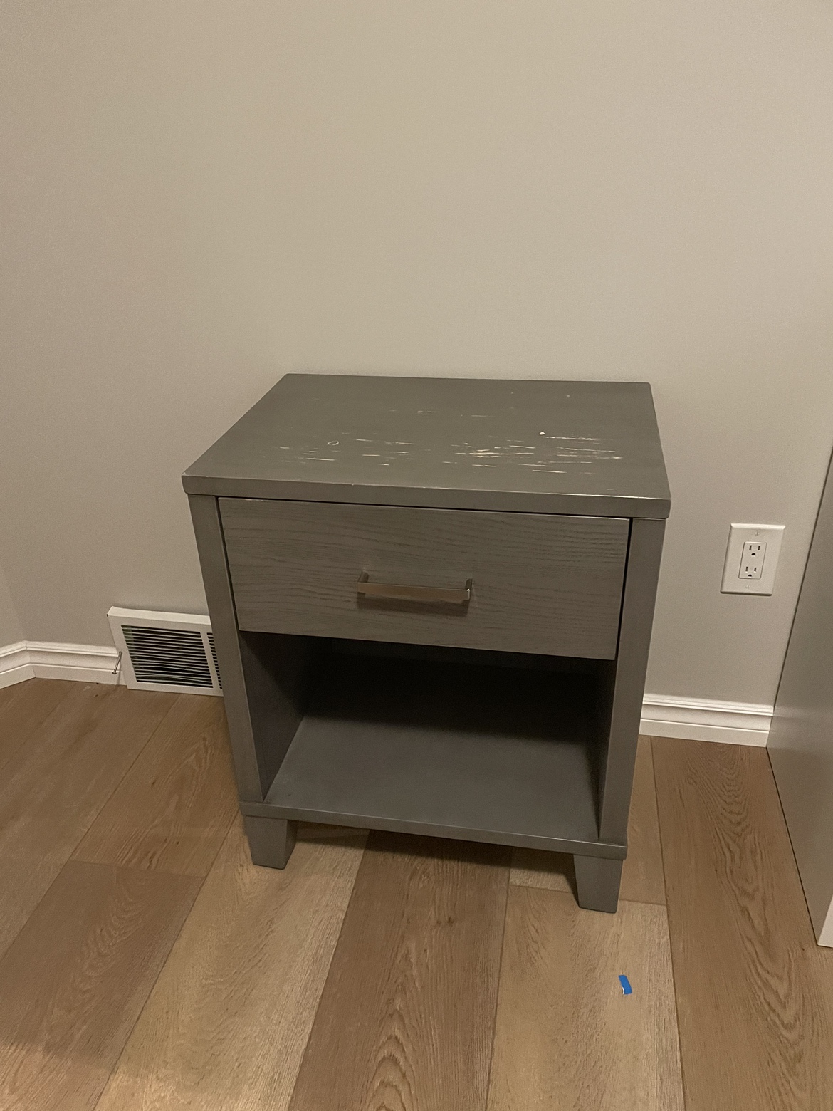 Grey wood bed and one night stand for sale - photo 2