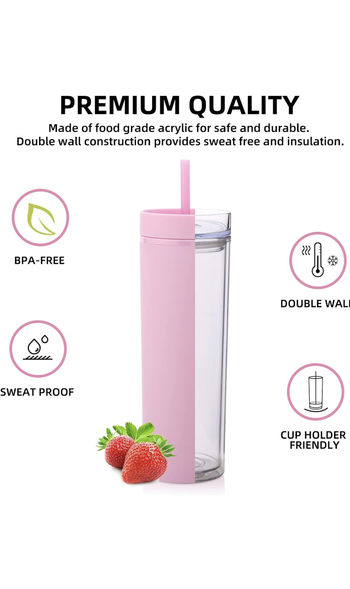 BNIB 20oz Skinny Tumbler in Matte Pink - photo 2