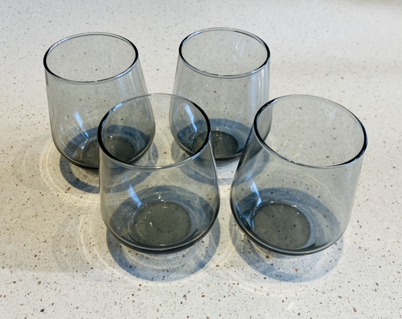 Smoked Glass Stemless Wine Glasses