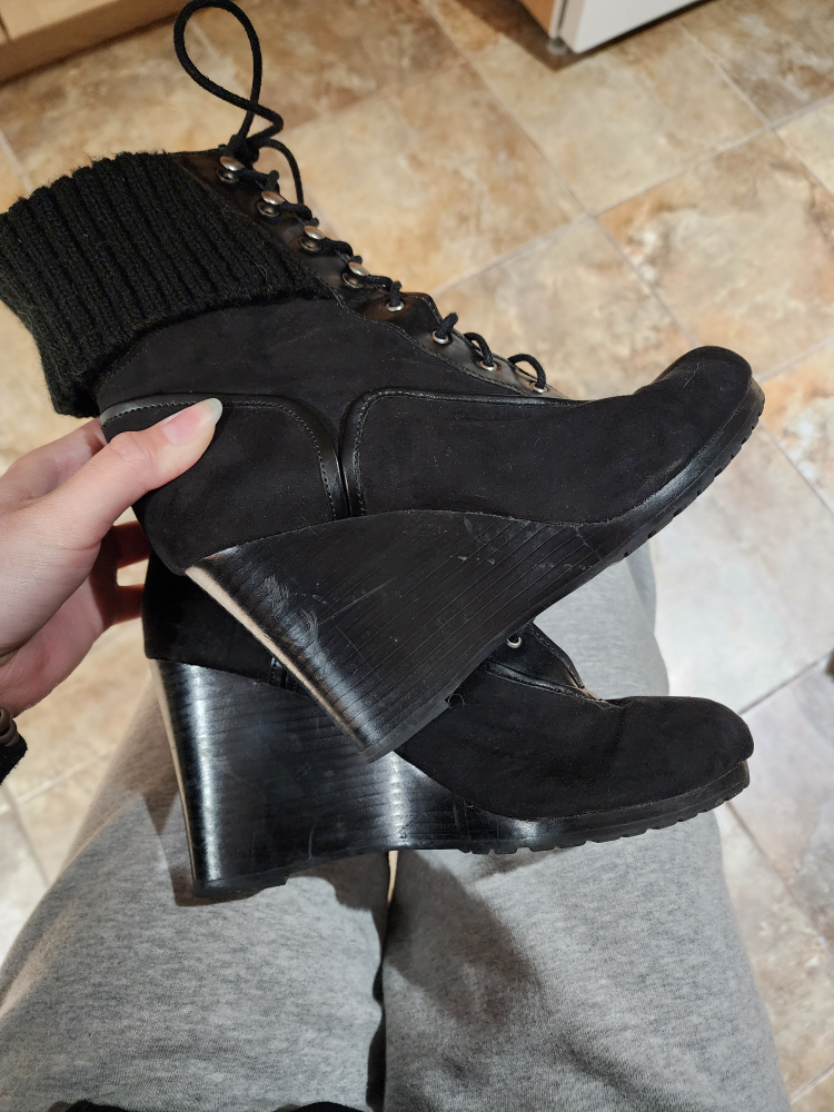 black wedge booties 🖤❄️ image indicator(4)