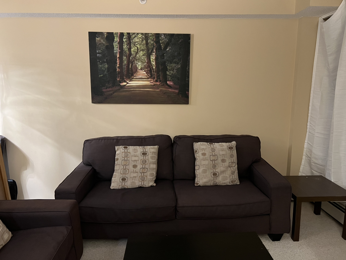Sofa, loveseat, coffee table, 2 end tables and wall poster - photo 2