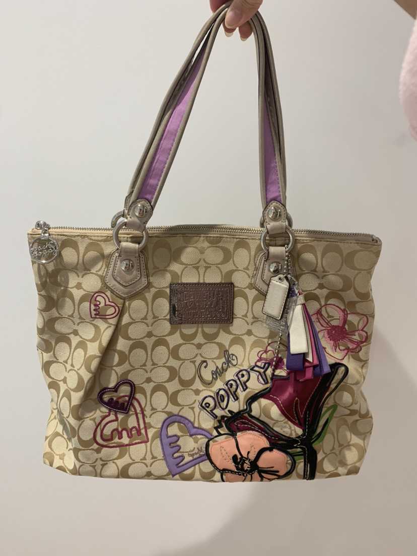 💜 Preloved Coach Signature Poppy Tote Bag 💜 thumbnail