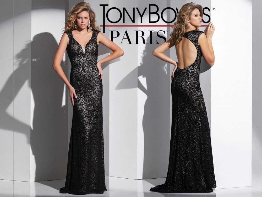 Tony Bowls Paris Cap Sleeve Stretch Lace Gown (Size 6) thumbnail