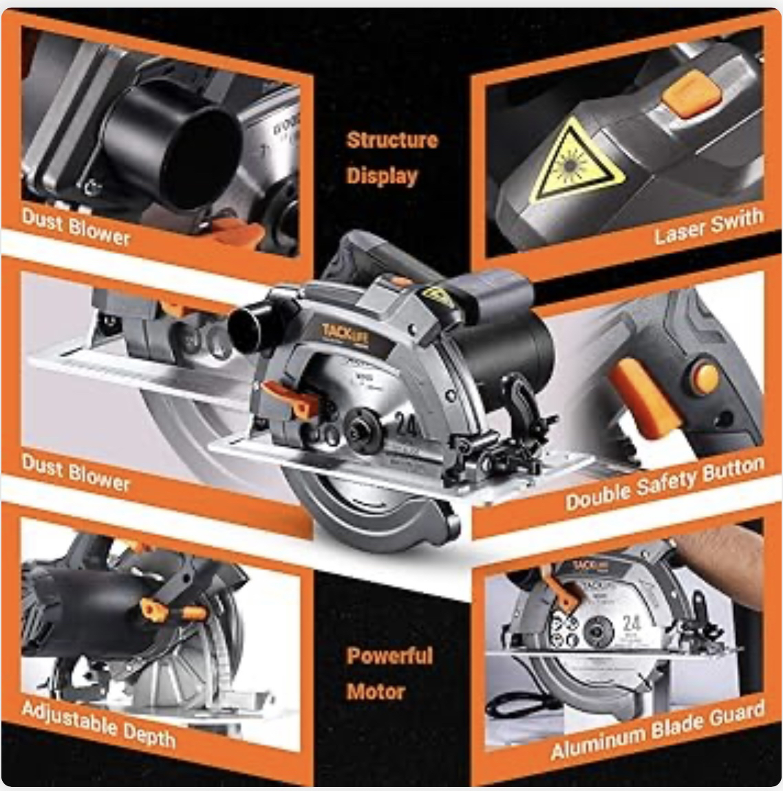 TACKLIFE Advanced Circular Saw With Aluminum Base - photo 3