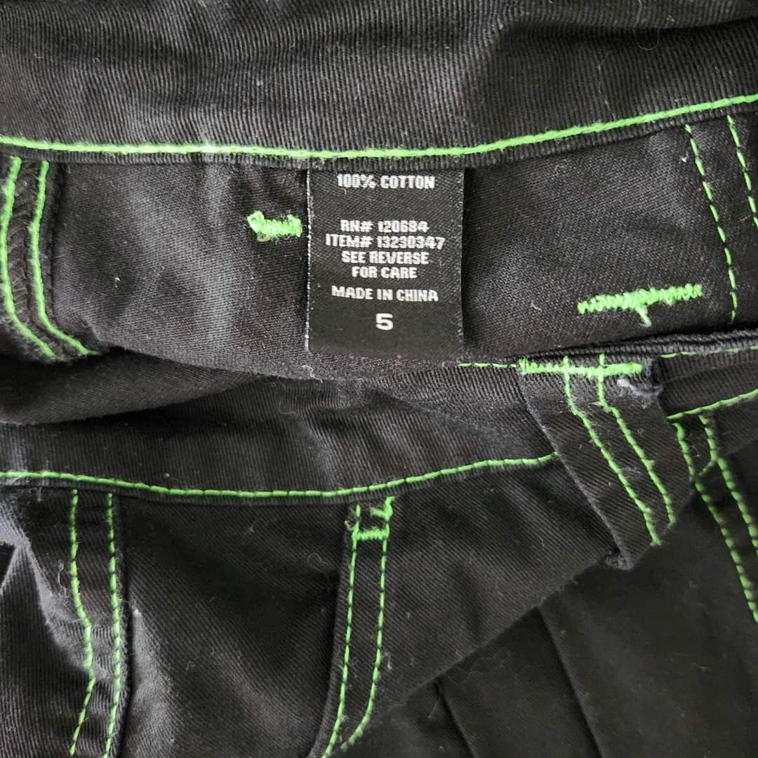 Black with Green Stitching High-Rise CARPENTER PANTS 🥕 image indicator(2)