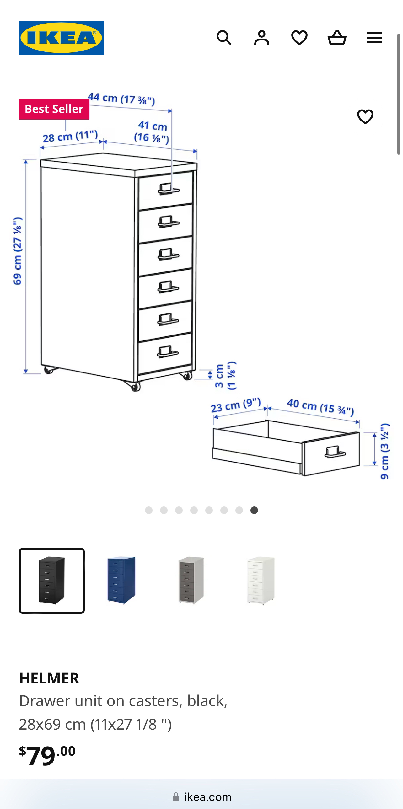 Filling Cabinet IKEA HELMER BLACK image indicator(6)