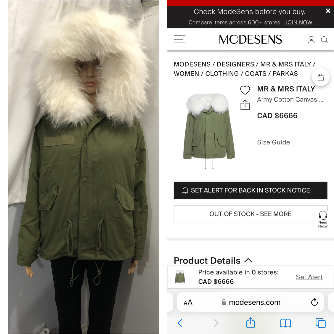 Mr & Mrs Italy Unisex Fur Parka.