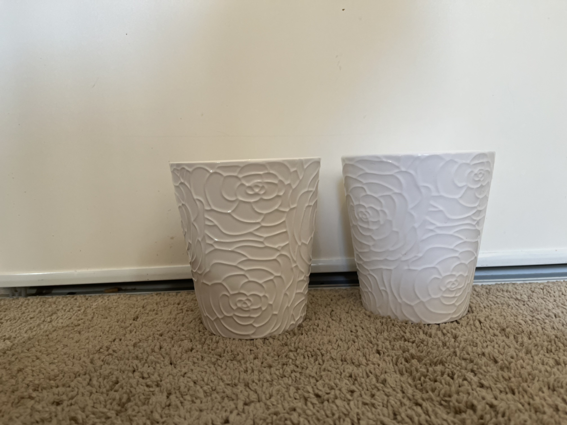 Two orchid pots 4 inch white glazed ceramic thumbnail