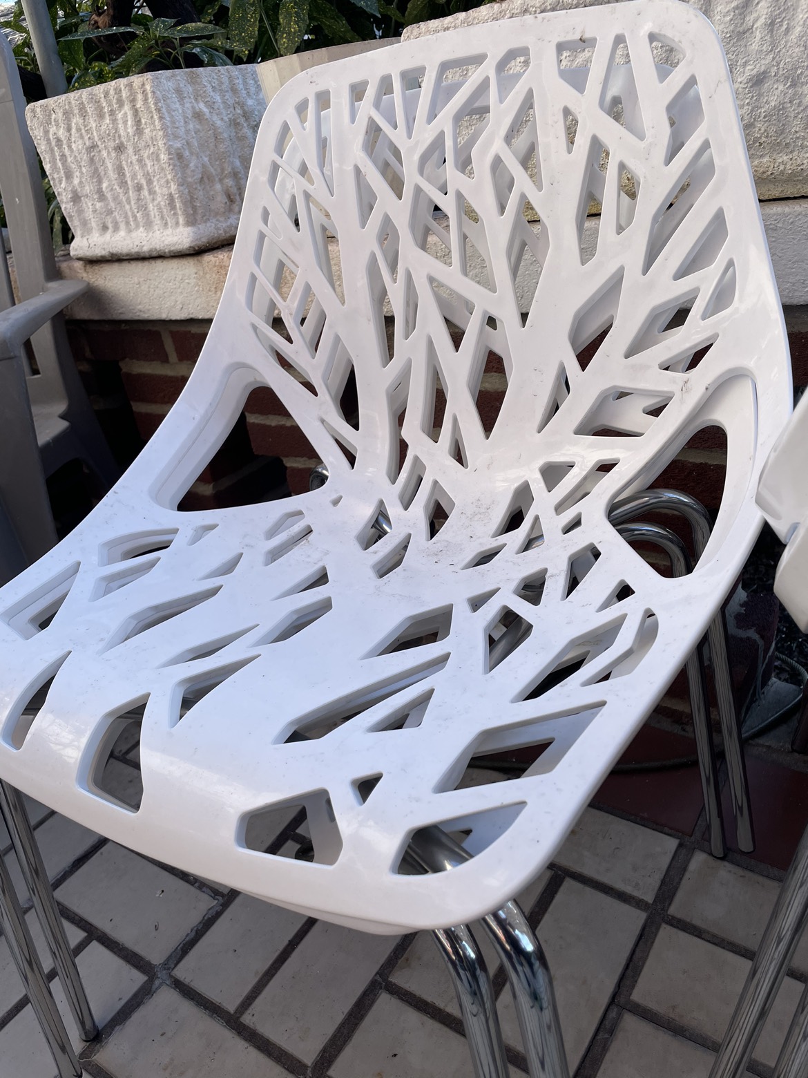 White plastic chairs