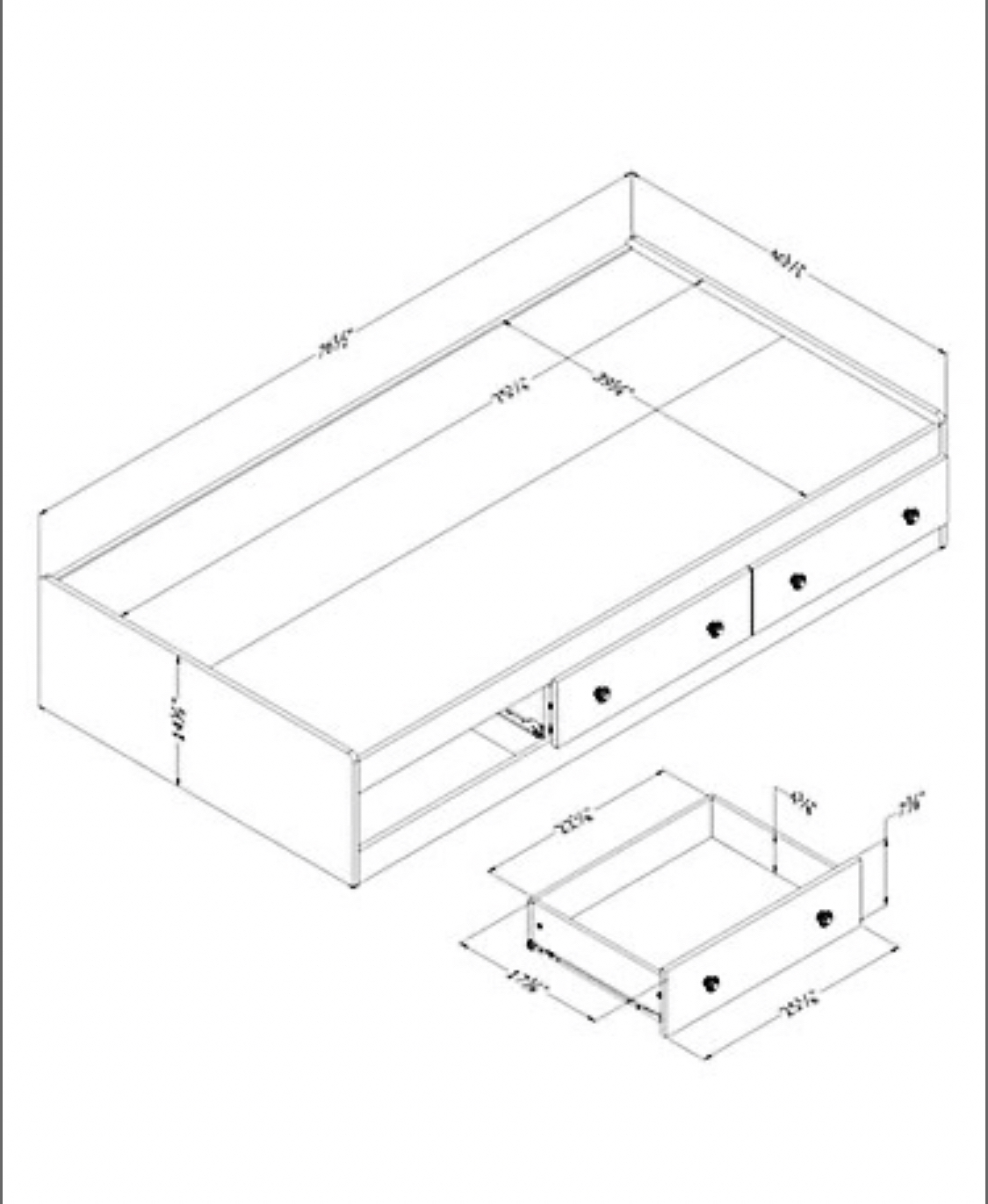 Bed frame Twin with Drawers - photo 2