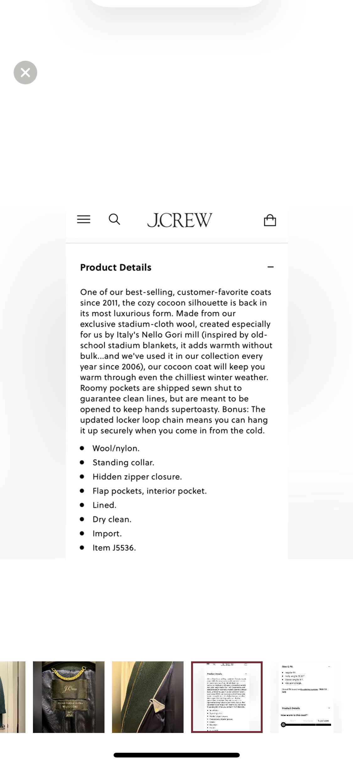 J. Crew Cocoon Coat in Stadium Wool image indicator(9)