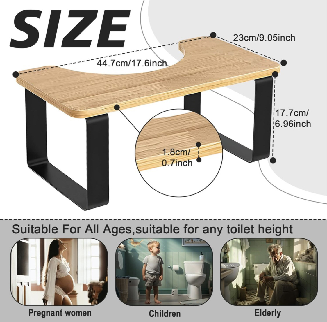 Metal with Wood Squatting Toilet Stool - photo 5