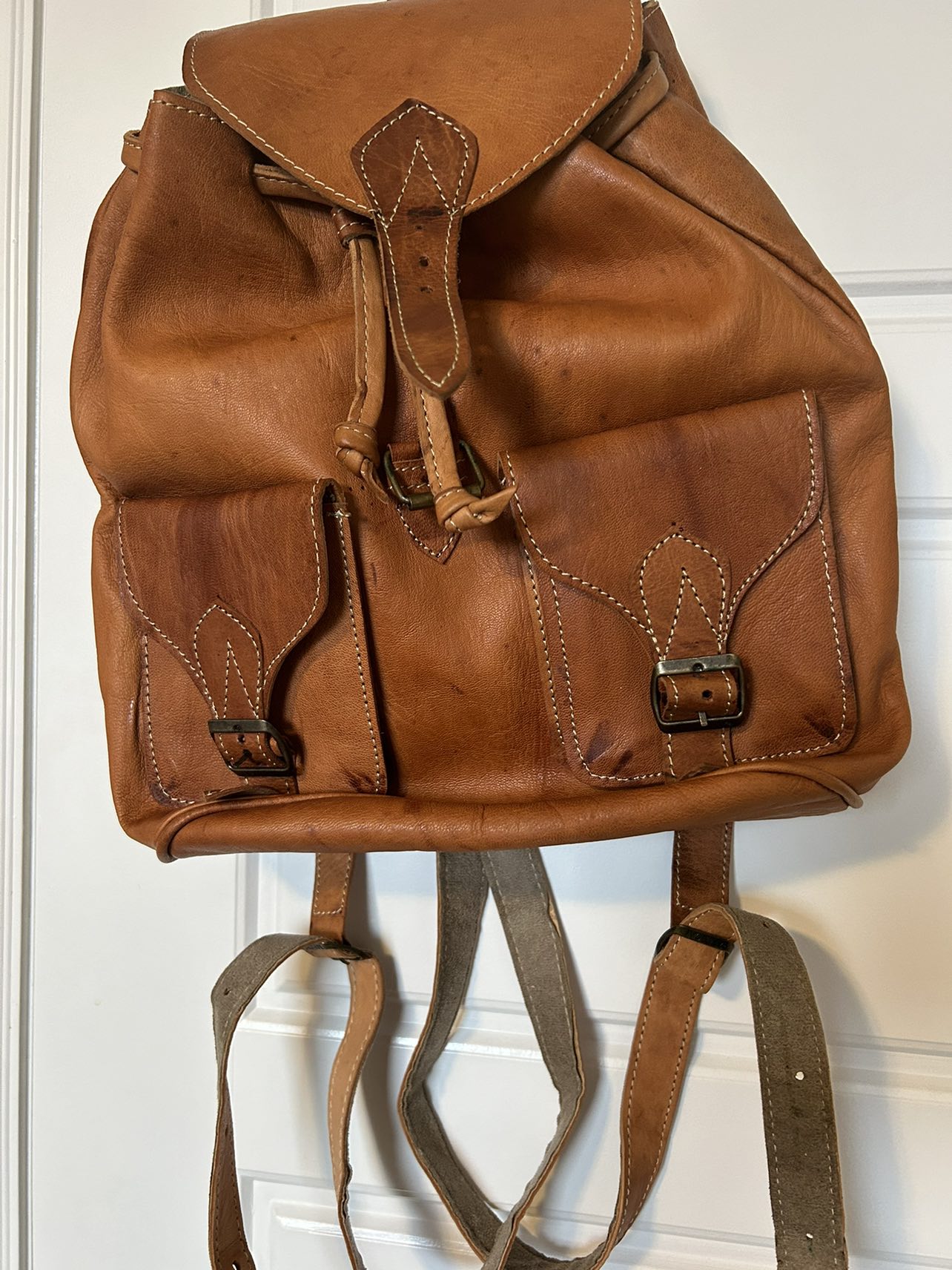 Leather backpack bag