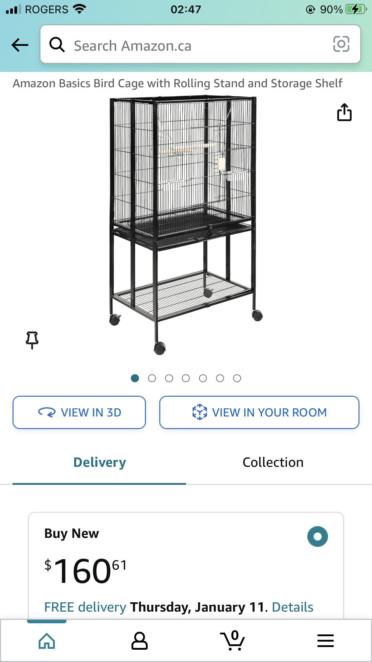 Amazon Basics Bird Cage with Rolling Stand and Storage Shelf image indicator(8)