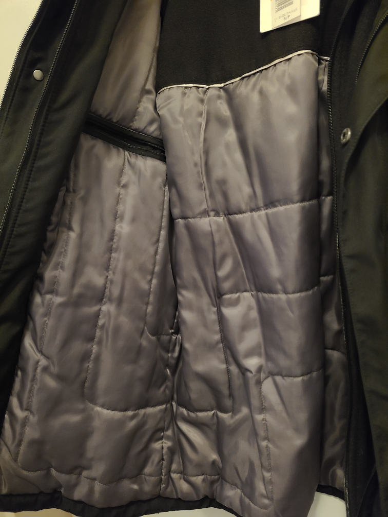 New Black Calvin Klein long coat water repellant removable hood image indicator(9)