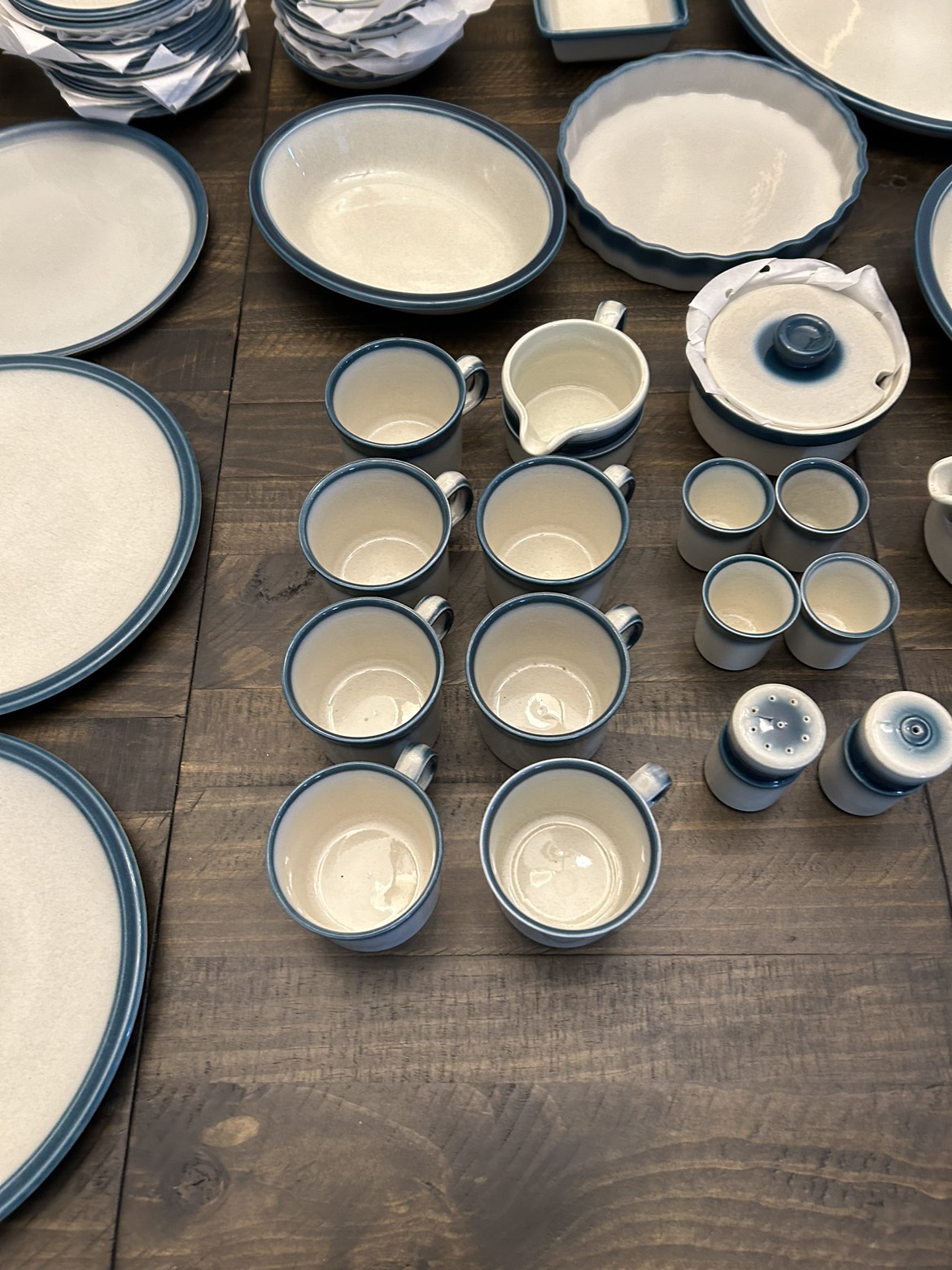 60 Piece Wedgewood Blue Pacific China set Antique image indicator(3)