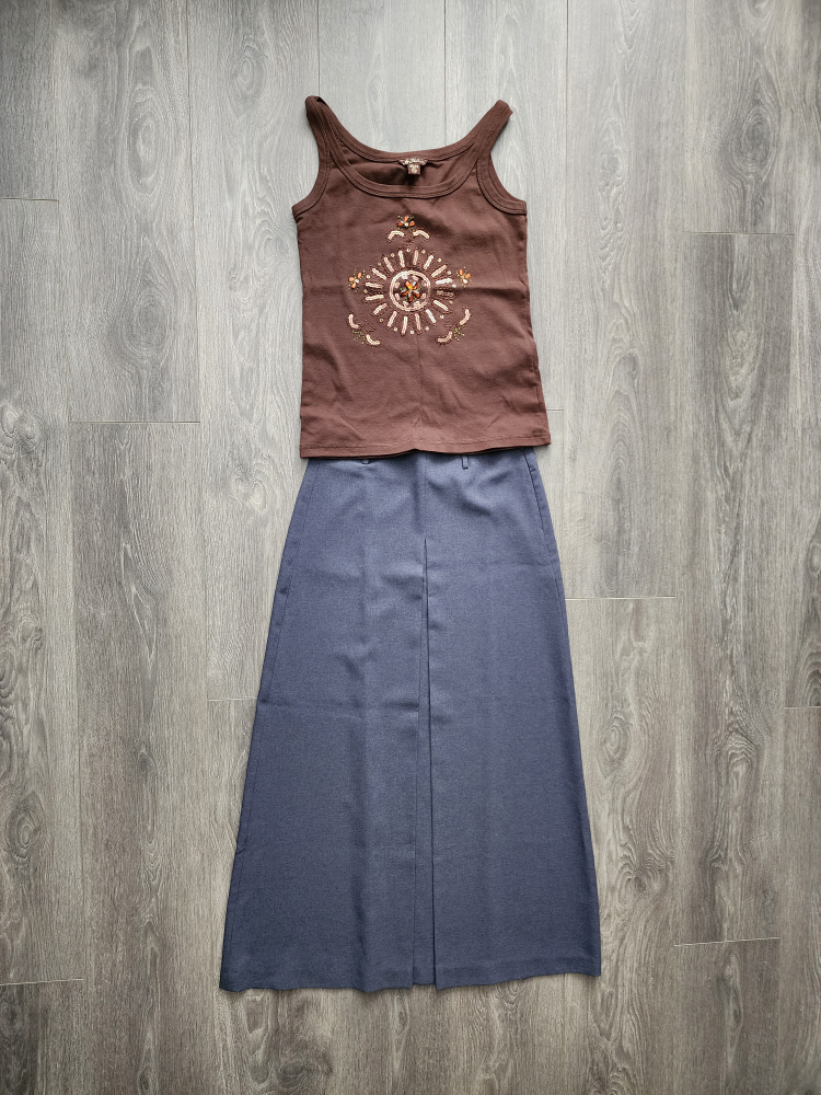 cardigan Size S & 2 Tops size S/m & long skirt Size M image indicator(4)