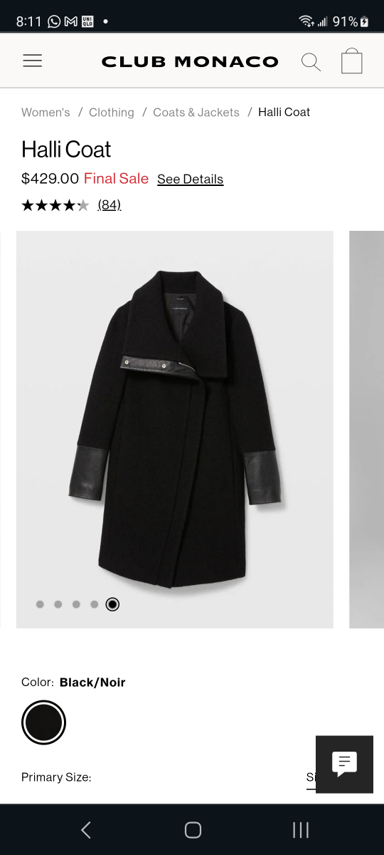 Club Monaco 100% wool black coat Brand new with tags - photo 3