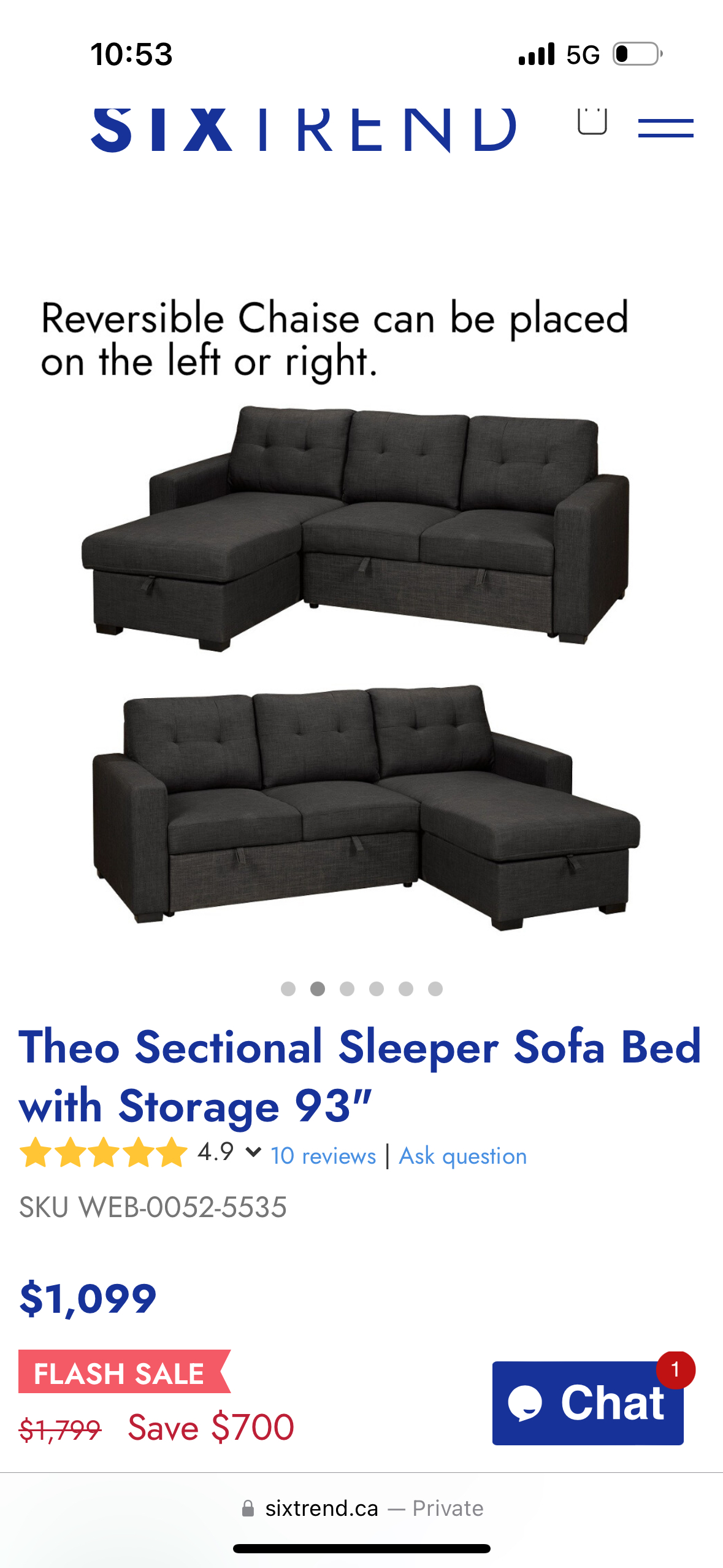 Sectional Sofa Bed with storage - photo 5