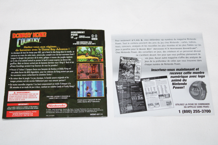 Donkey Kong Country Gameboy Advance French Manual & Flyer image indicator(2)