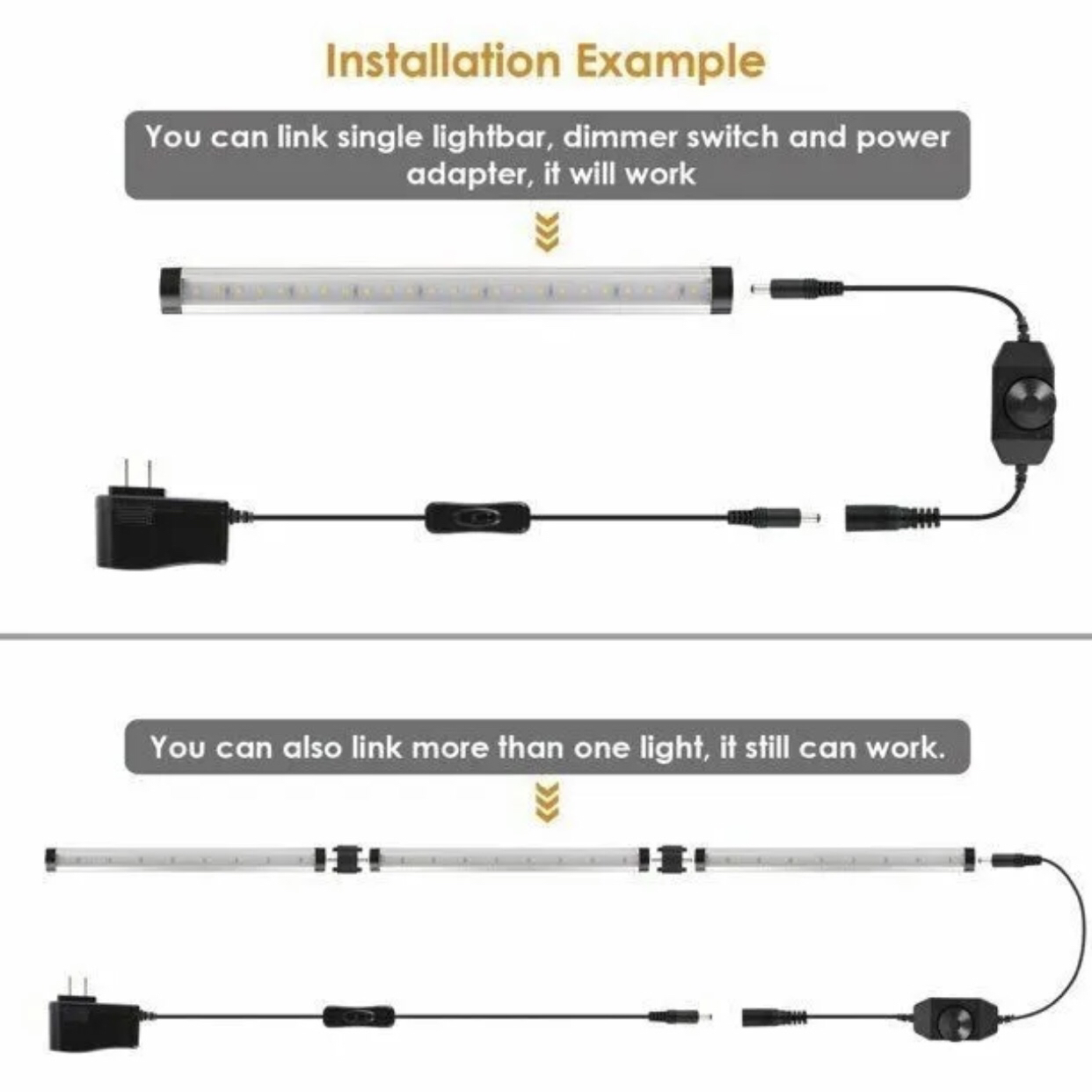 Dimmable Under Counter LED Light Strips, Warm White 3000K, 6 PC image indicator(5)