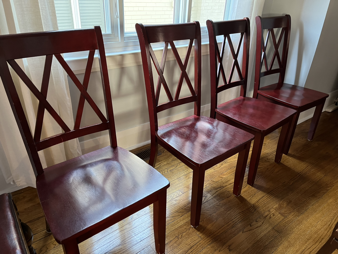 4 solid wood dining chairs