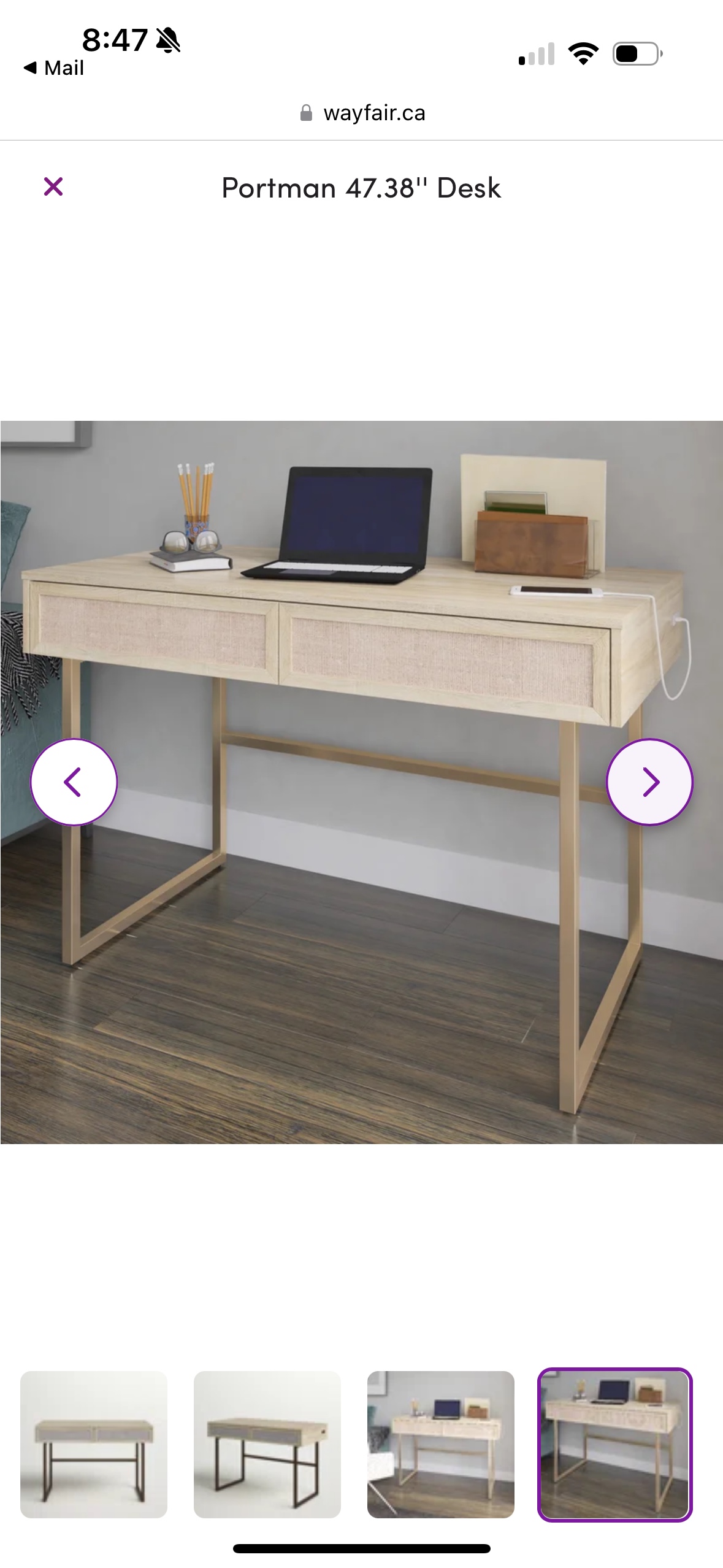 Large Beige and Gold Desk