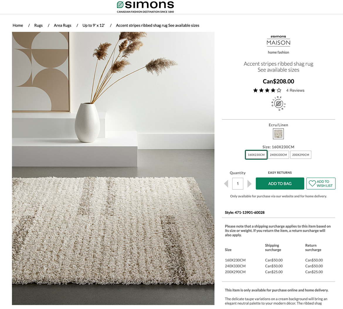 Striped ribbed shag rug from Simons - photo 3