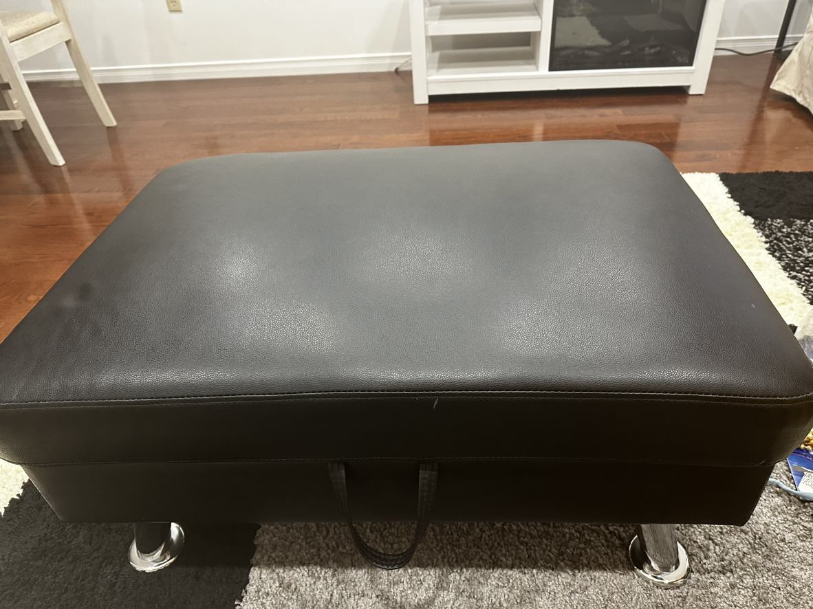Faux leather ottoman